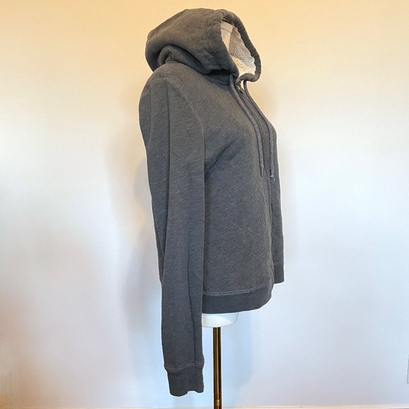Abercrombie Fitch Bella Sherpa Lined Zip Hoodie Womens M Gray Quilted Y2K Preppy - Picture 5 of 13